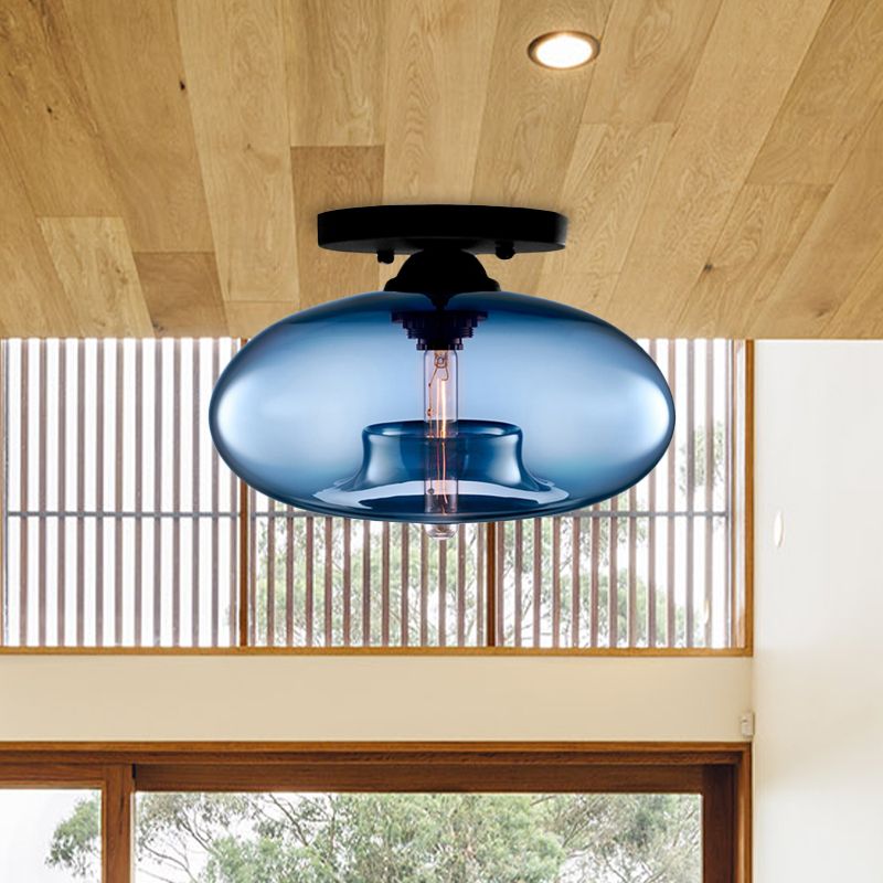 Arisha Industrial Art Deco Globe Flush Mount Ceiling Light