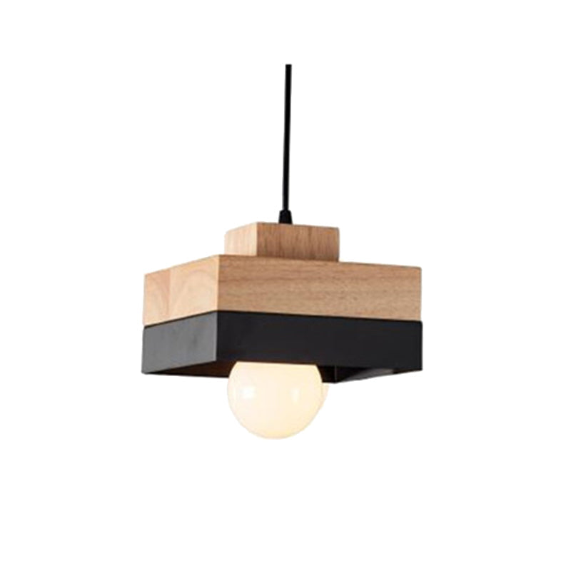 Valentina Modern Square Round Pendant Light Wood Living Room
