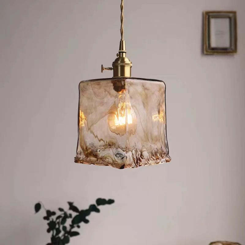 Arisha Vintage Style Industrial Pendant Light Retro Glass Brass