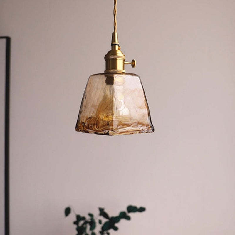 Arisha Vintage Style Industrial Pendant Light Retro Glass Brass