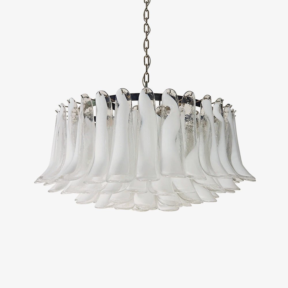 Thalion Chandelier White Murano Glass Petal Elegant