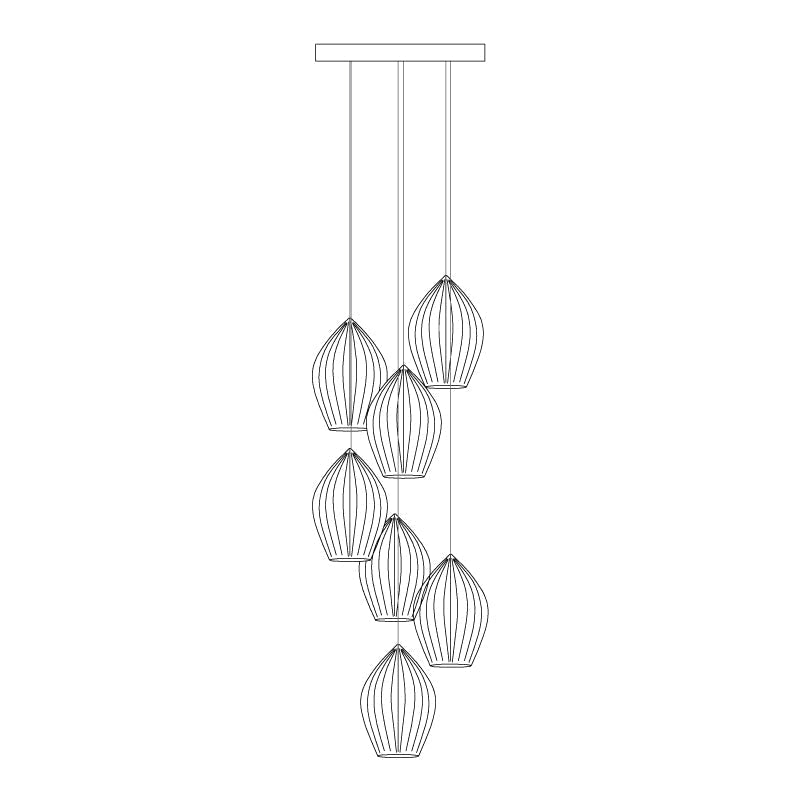 Virove Pendant Lamp Ceramic Ribbed Bone China Elegant