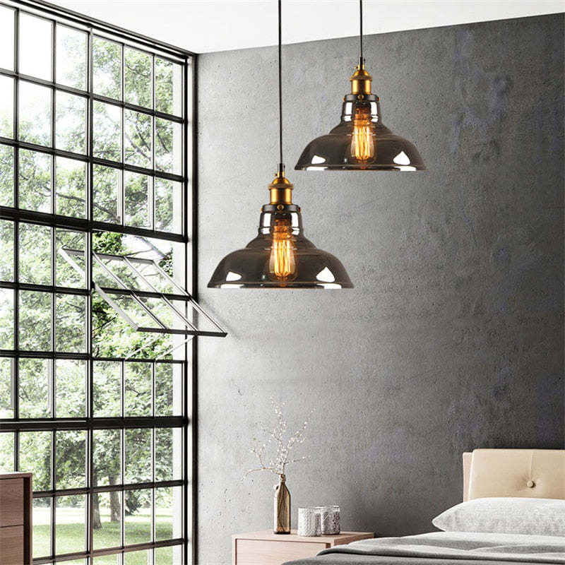 Arisha Industrial /Glass Pendant Light Dining Room