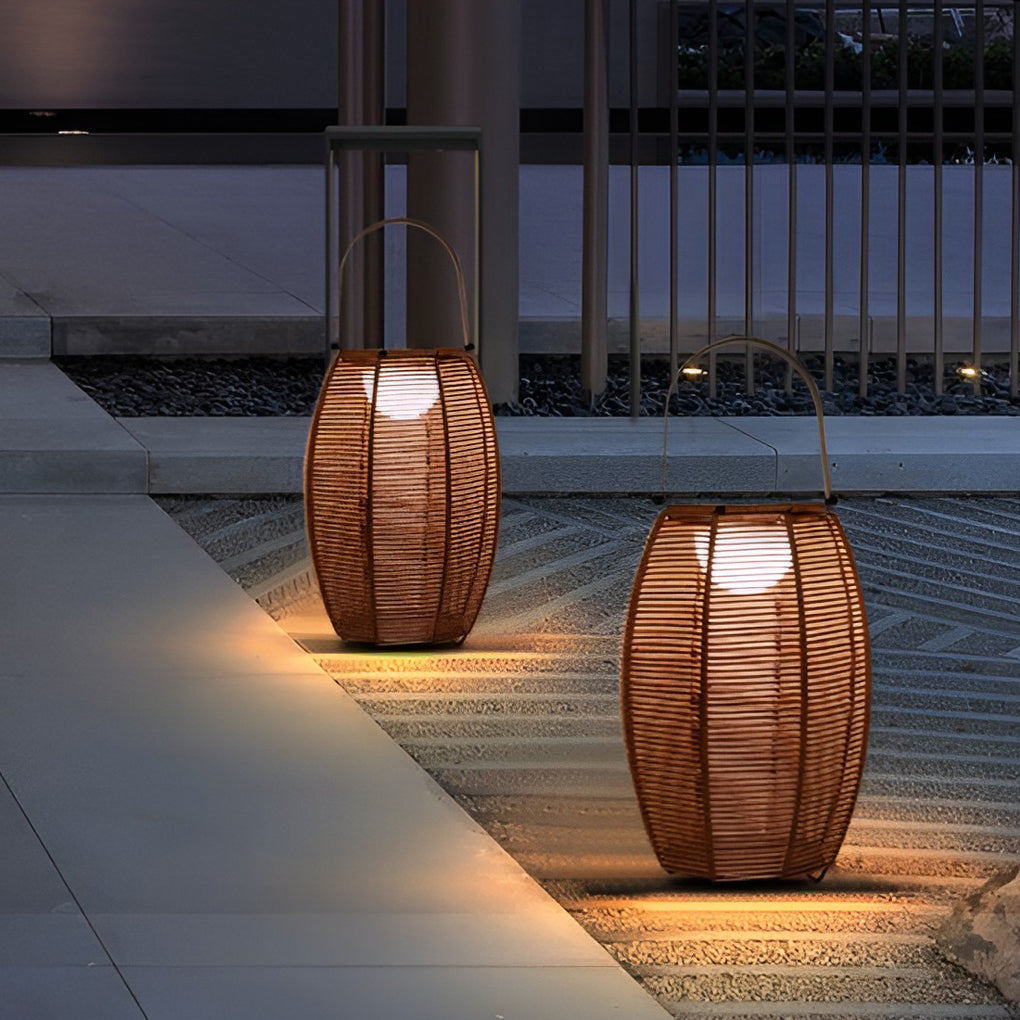 Thora LED Portable Modern Rattan Outdoor Floor Lamp