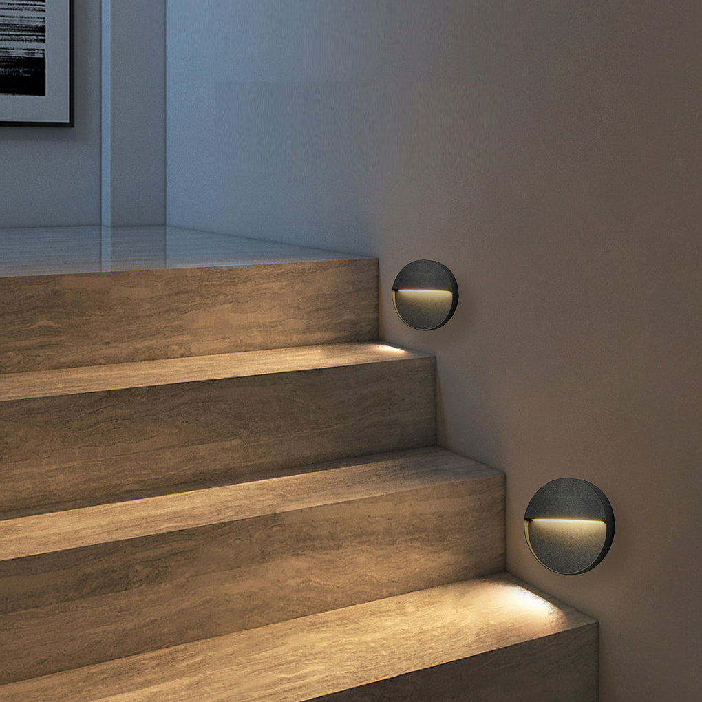 Winied Round Creative Aluminum Outdoor Wall Step Sconces
