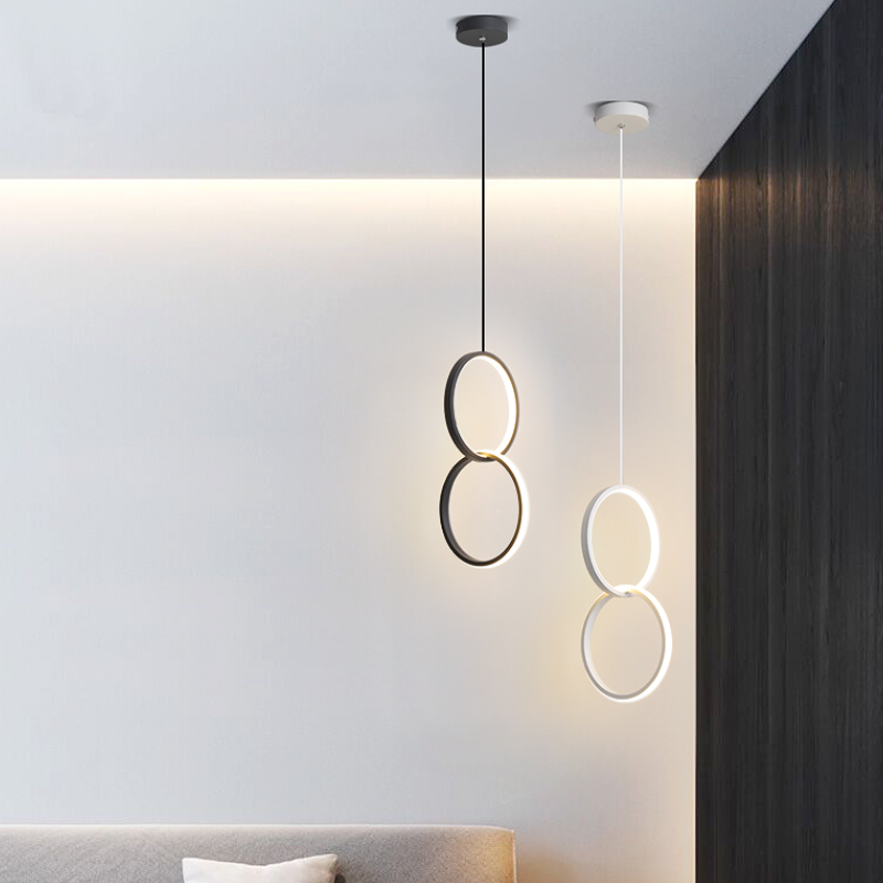 Arisha Modern Minimalist LED Hanging Pendant Lights Black White Bedroom