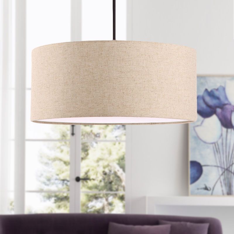 Ritta Modern Fabric Drum Pendant Light Fabric Farmhouse