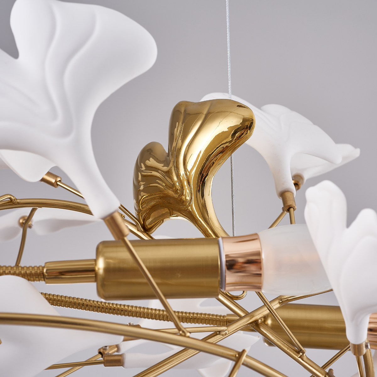 Olivia Gildglow Luxury Ceramic Chandelier Large Foyer Gingko Leaf Living Room