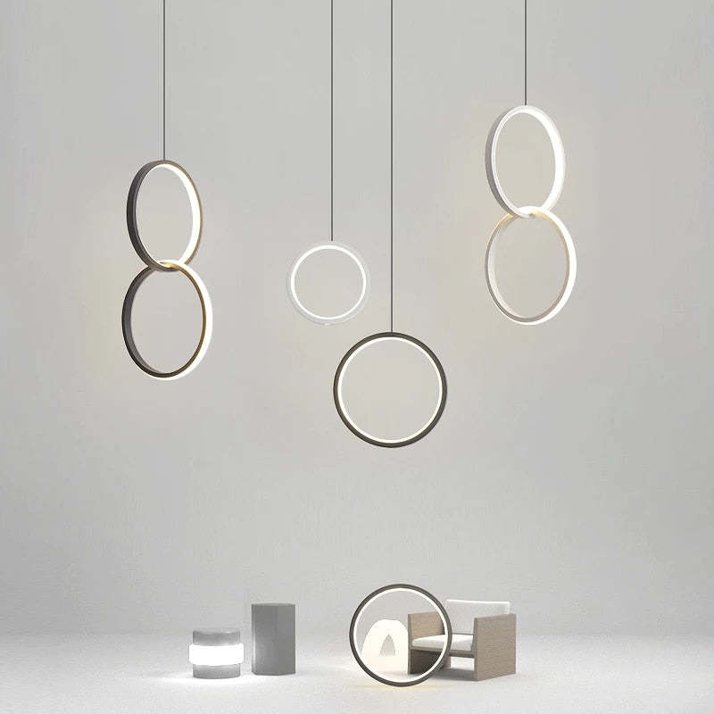 Arisha Modern Minimalist LED Hanging Pendant Lights Black White Bedroom