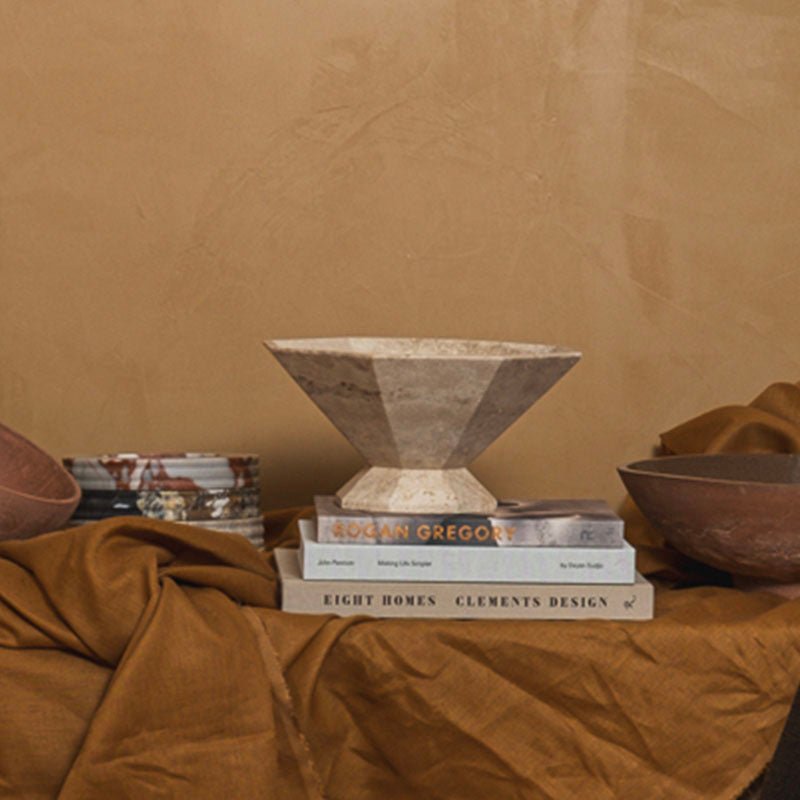 Selinel Facet Marble Pedestal Bowl