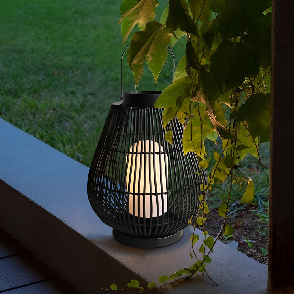 Ramo Portable Modern Woven Iron Outdoor Pillar Light