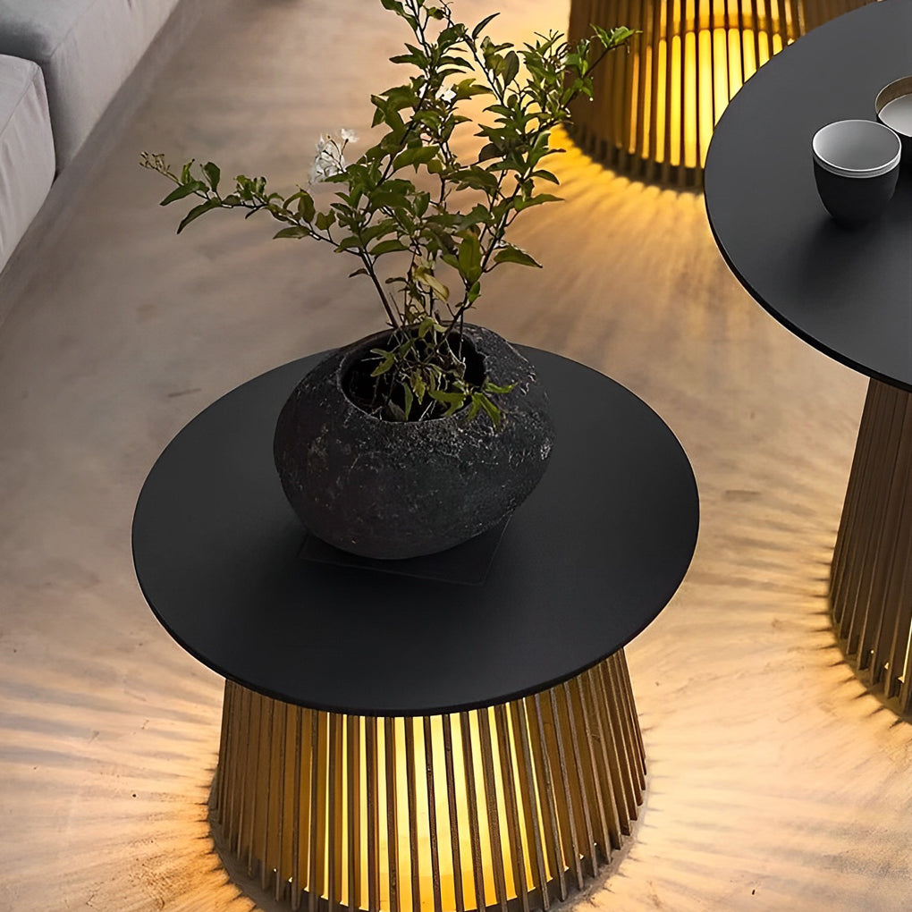 Kin Round Cage RGB Solar Iron Outdoor Table Lanterns