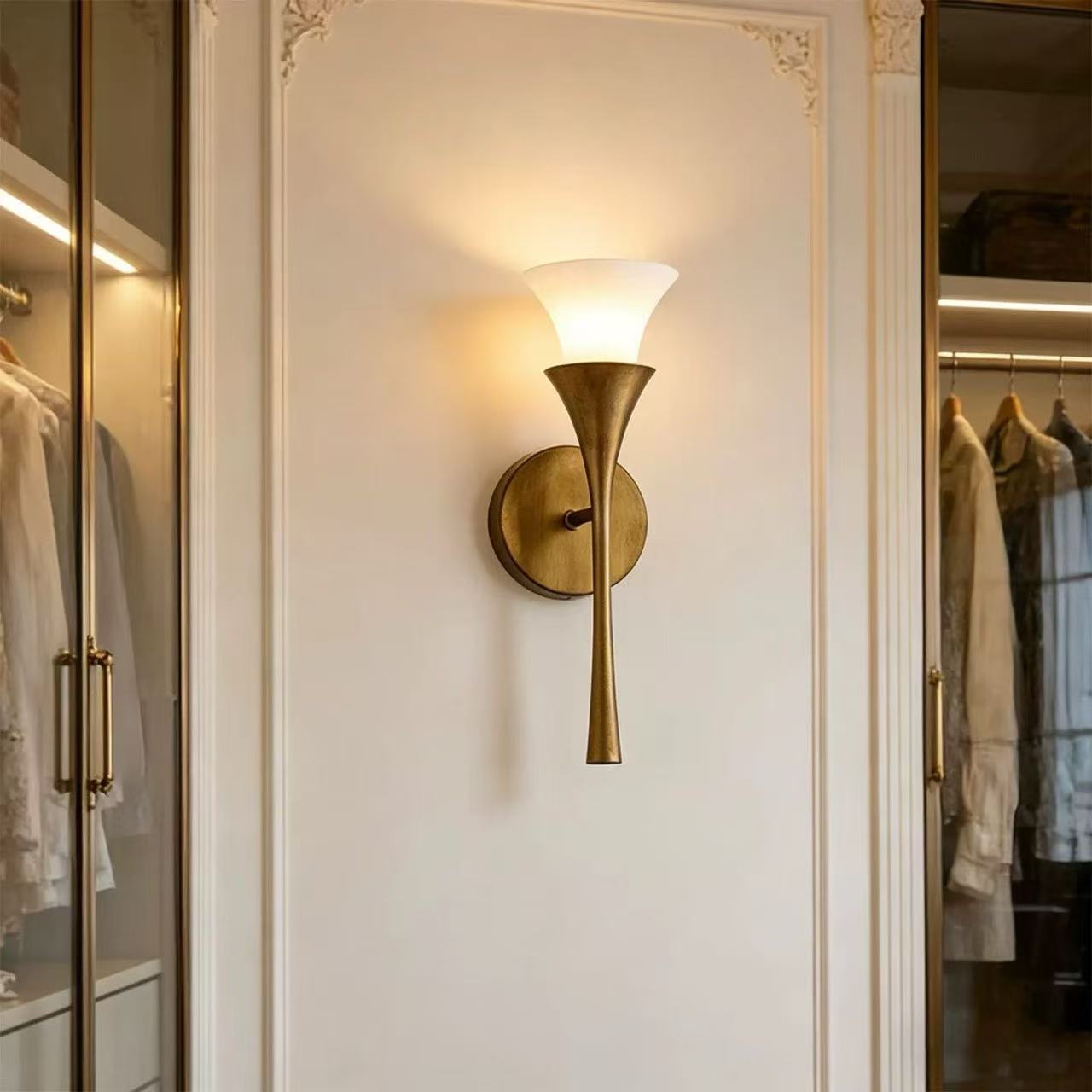 Solalette Brass Double Cone Wall Sconce