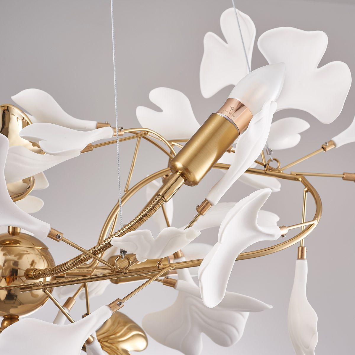 Olivia Gildglow Luxury Ceramic Chandelier Large Foyer Gingko Leaf Living Room
