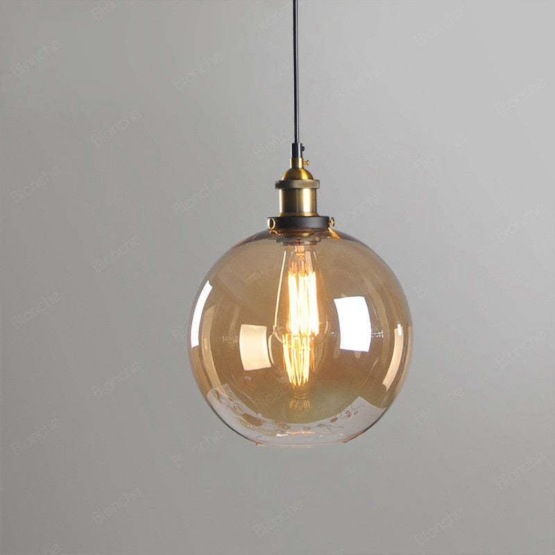 Arisha Industrial /Glass Pendant Light Dining Room