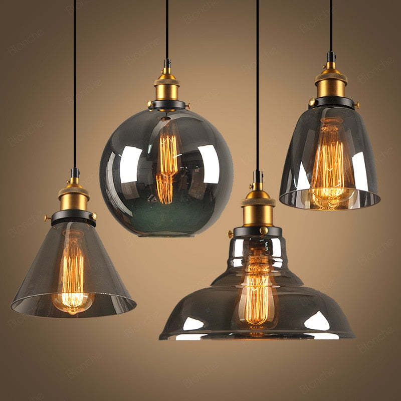 Arisha Industrial /Glass Pendant Light Dining Room
