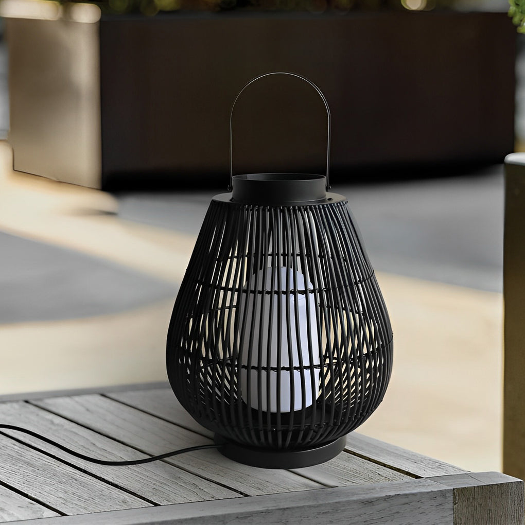 Ramo Portable Modern Woven Iron Outdoor Pillar Light