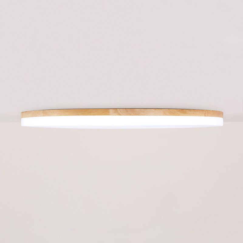 Muto Minimalist Wood Round Flush Mount Ceiling Light Bedroom