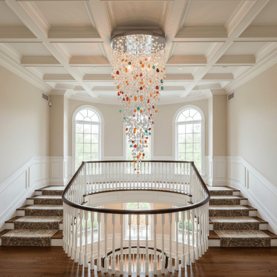 Polychrome Mineral Quartz Cascade Chandelier