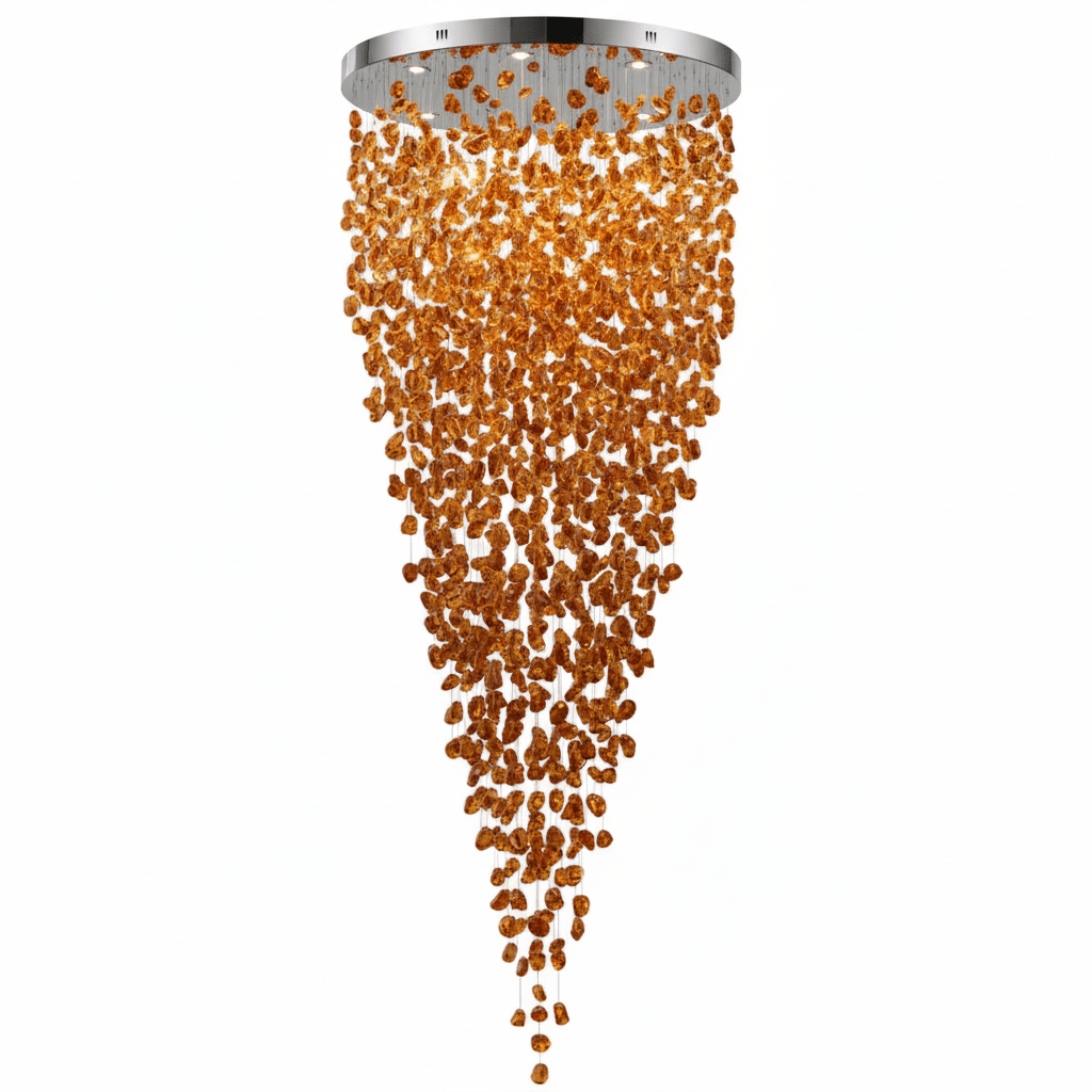 Polychrome Mineral Quartz Cascade Chandelier