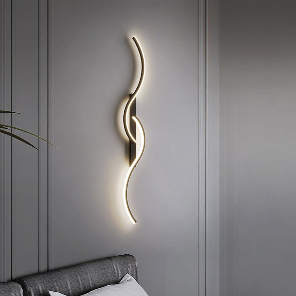 Arisha Modern Linear Wave Bedroom Wall Lamp Living Room