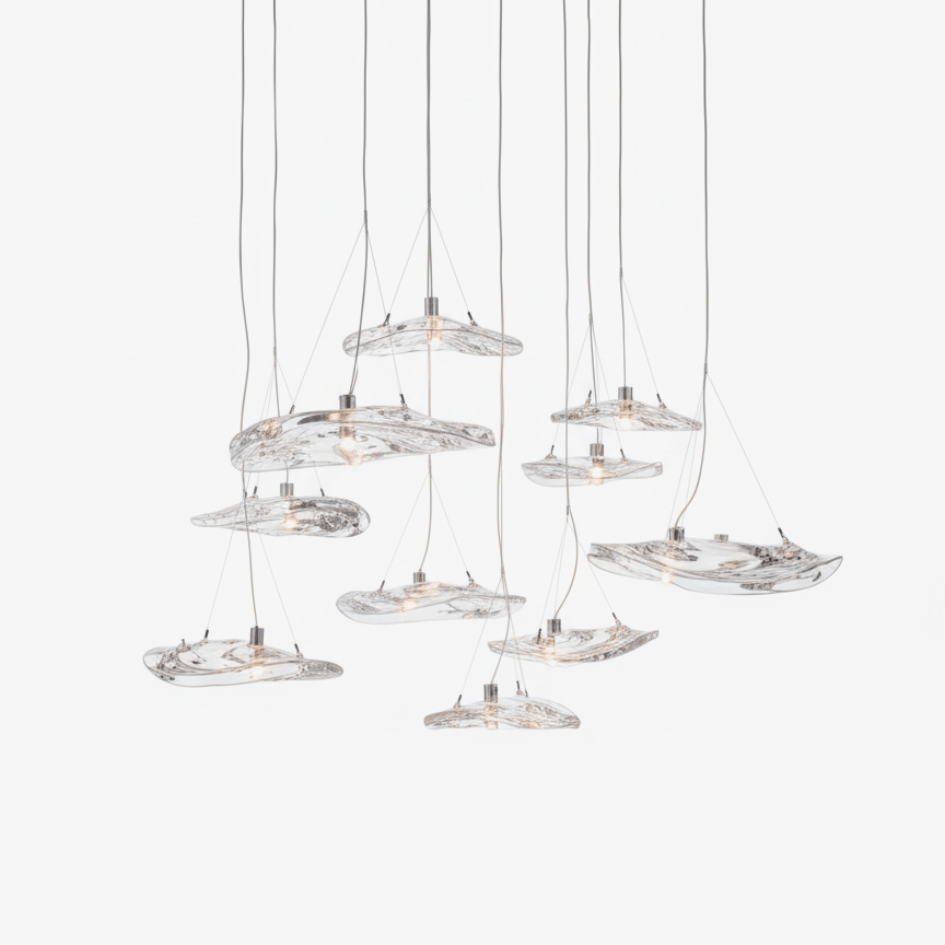 Glacial Float Cascade Glass Chandelier