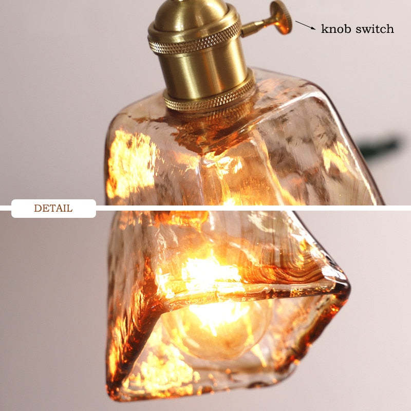 Arisha Vintage Style Industrial Pendant Light Retro Glass Brass
