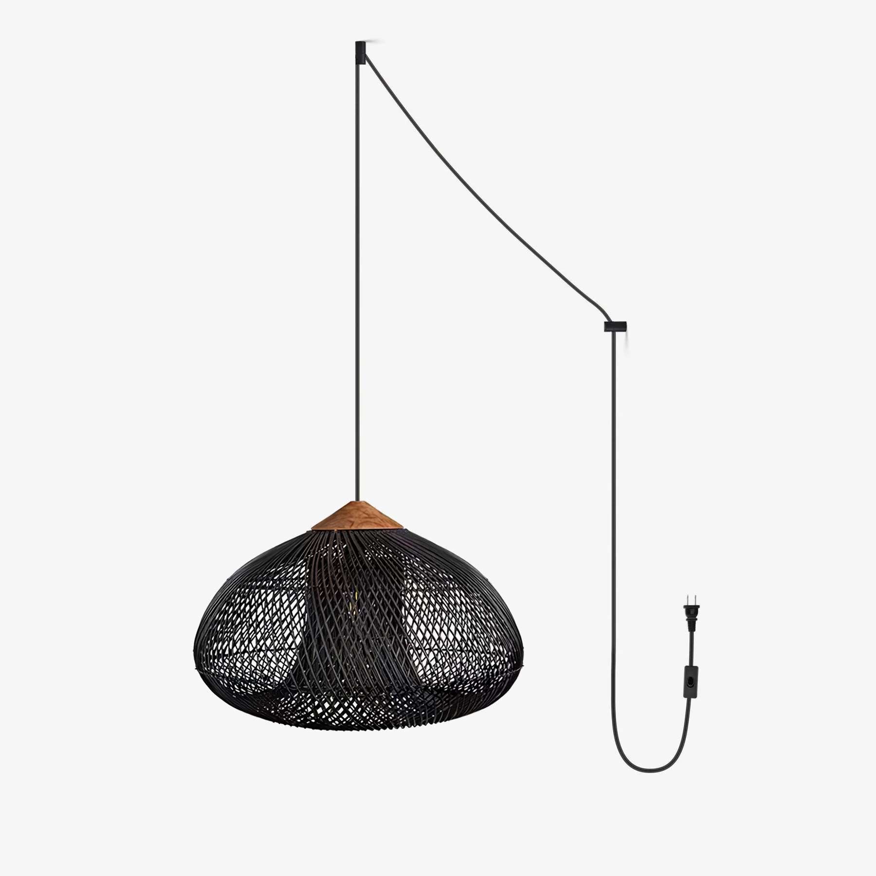 Braided Rattan Swag Pendant Lamp