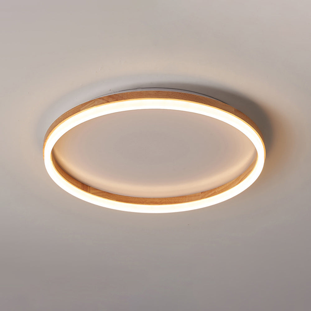 Muto Round Modern Flush Mount Ceiling Light Wood Bedroom