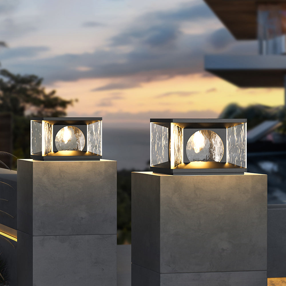 Ray Modern Transparent Rectangular Glass Outdoor Floor Lamp