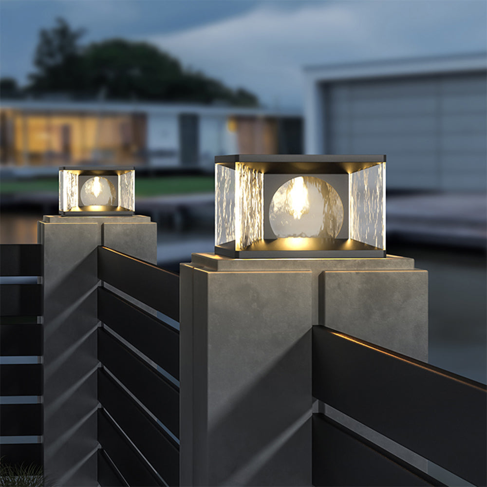 Ray Modern Transparent Rectangular Glass Outdoor Floor Lamp