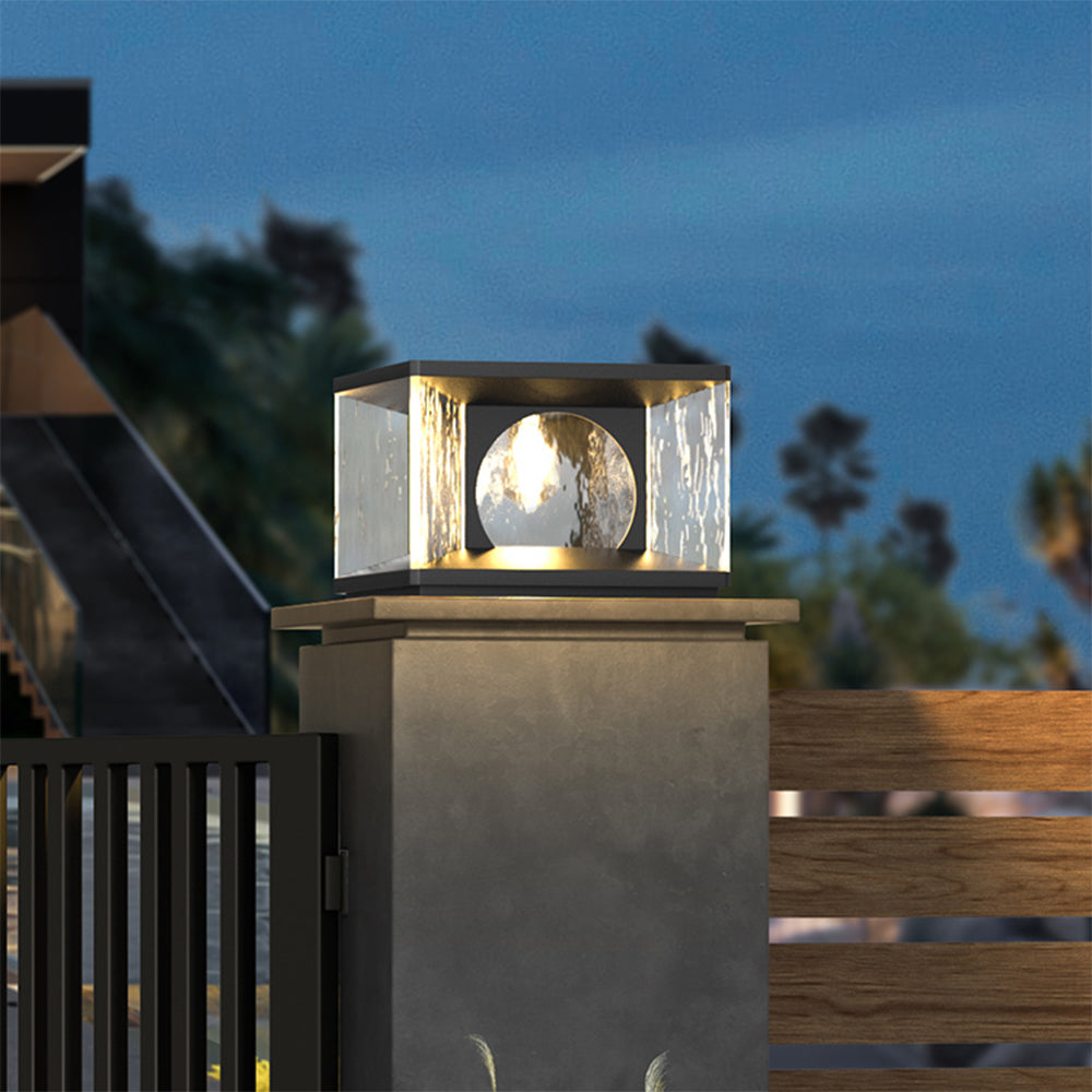 Ray Modern Transparent Rectangular Glass Outdoor Floor Lamp