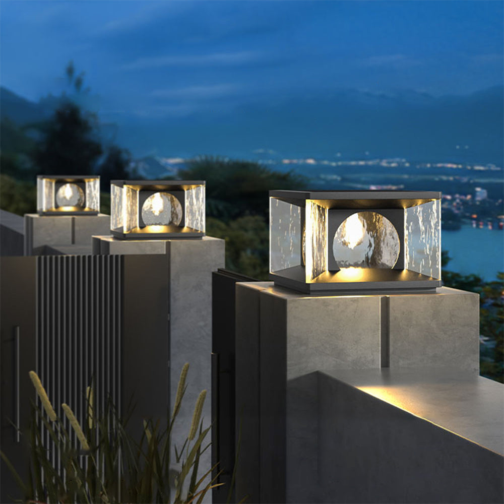 Ray Modern Transparent Rectangular Glass Outdoor Floor Lamp