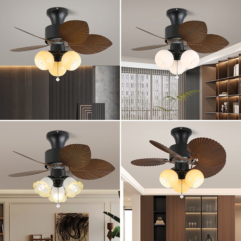 Celoine Tropical Glass Ceiling Fan Light