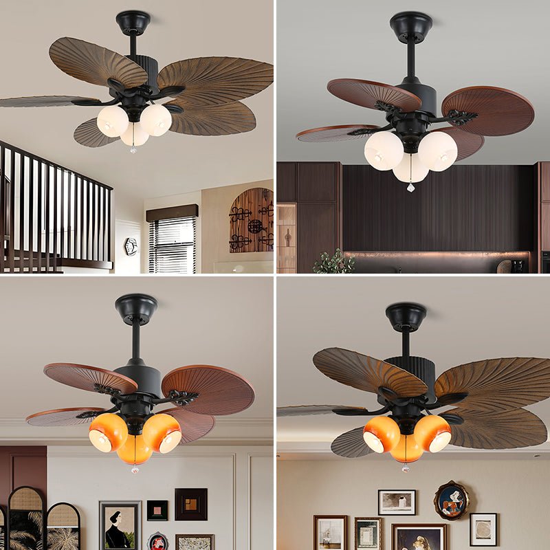 Celiira Tropical Glass Ceiling Fan Light