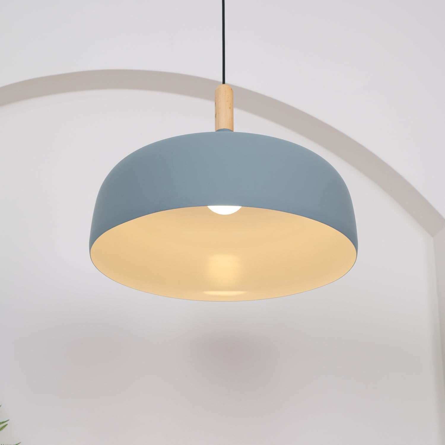 Sylivenne Pendant Lamp White Shade Wood