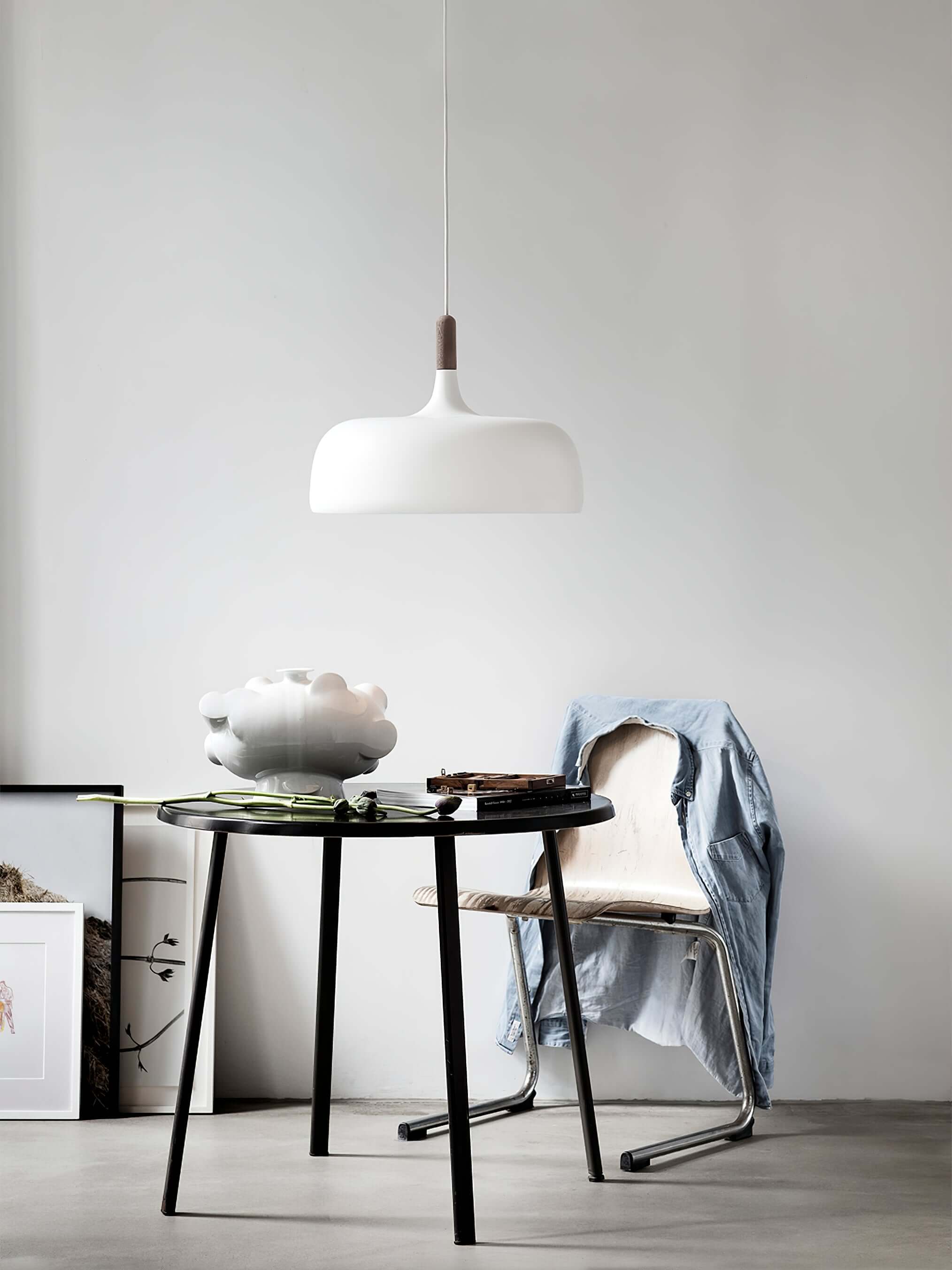 Sylivenne Pendant Lamp White Shade Wood