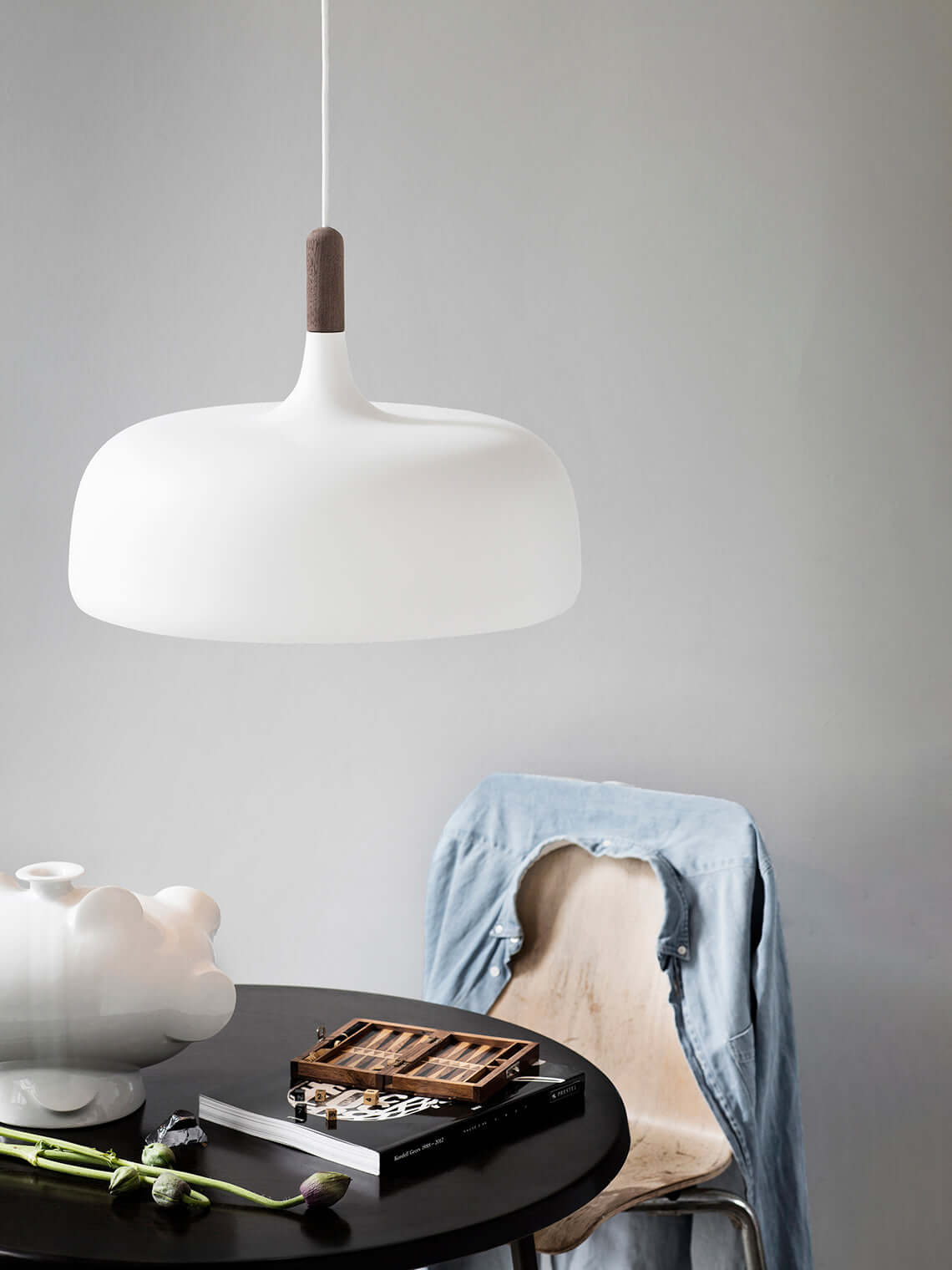 Sylivenne Pendant Lamp White Shade Wood
