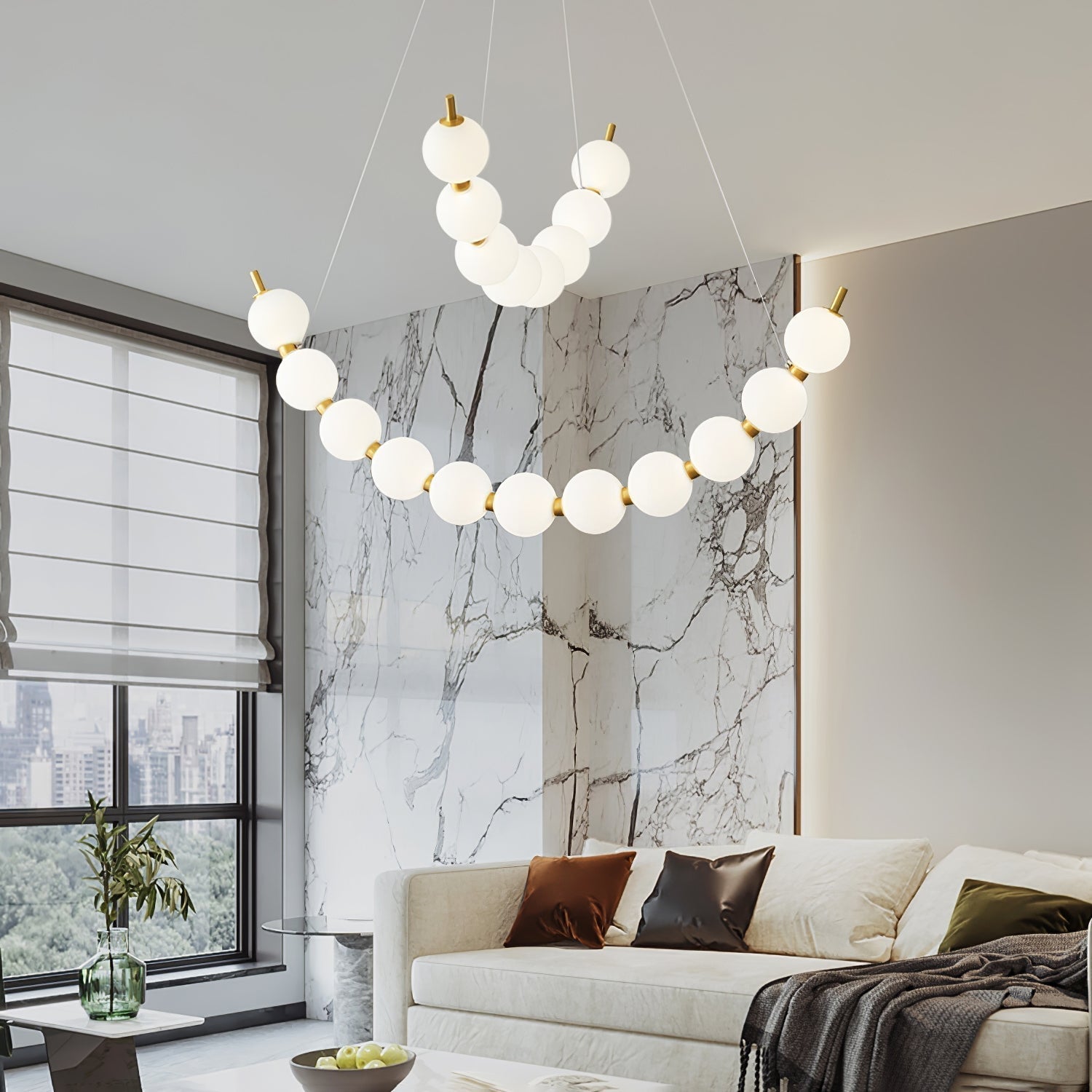 Hevrin Elegance Art Pearls Plastic Chandelier