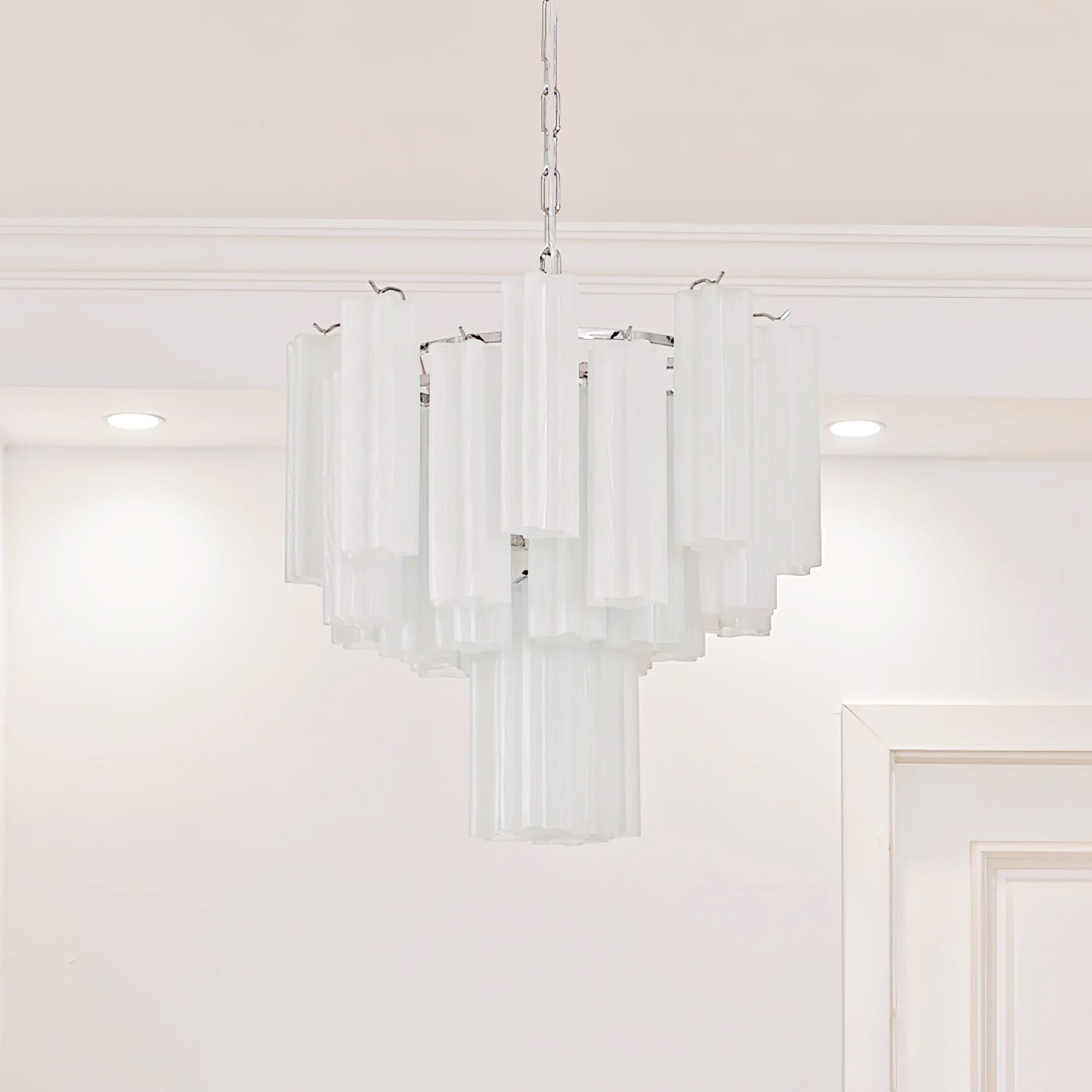 Bryndel Chandelier White Layered Tube