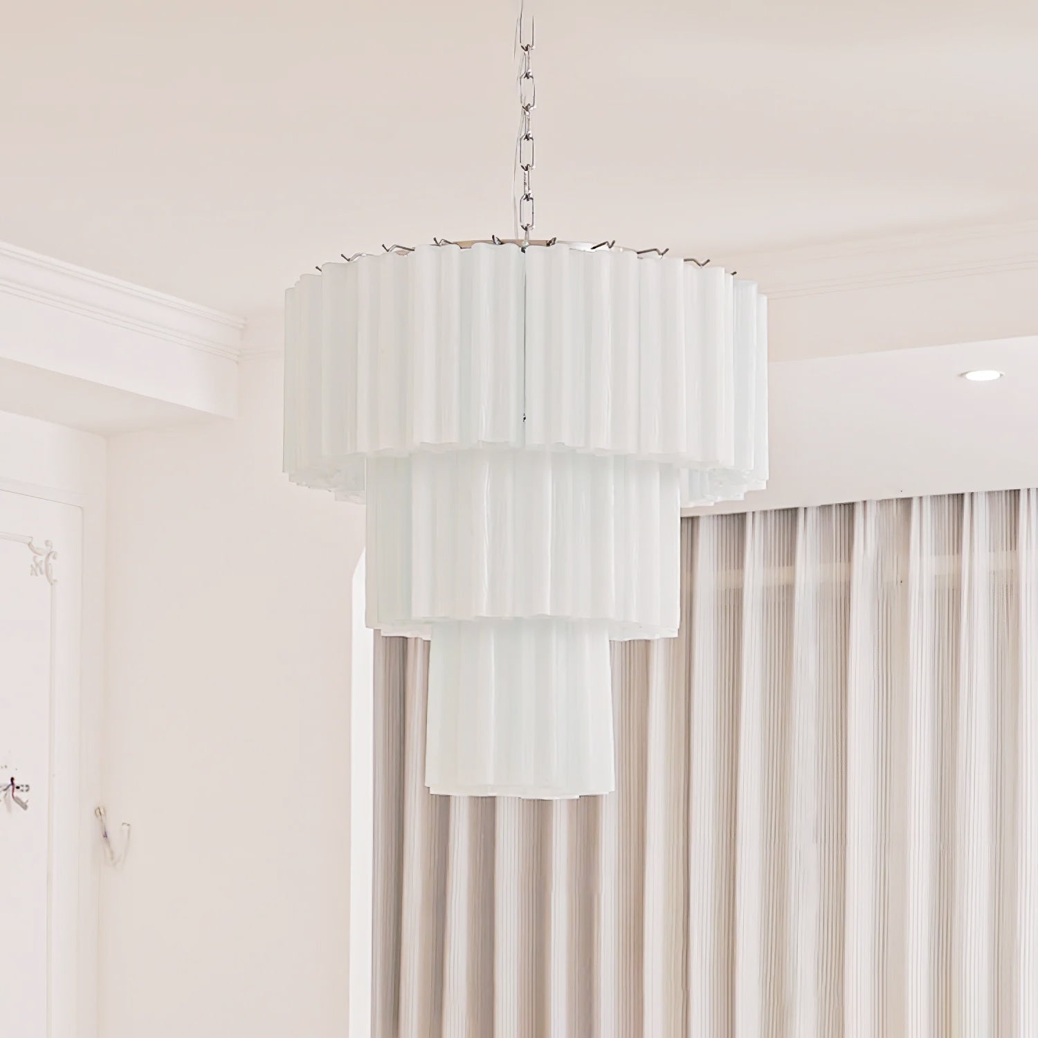 Bryndel Chandelier White Layered Tube