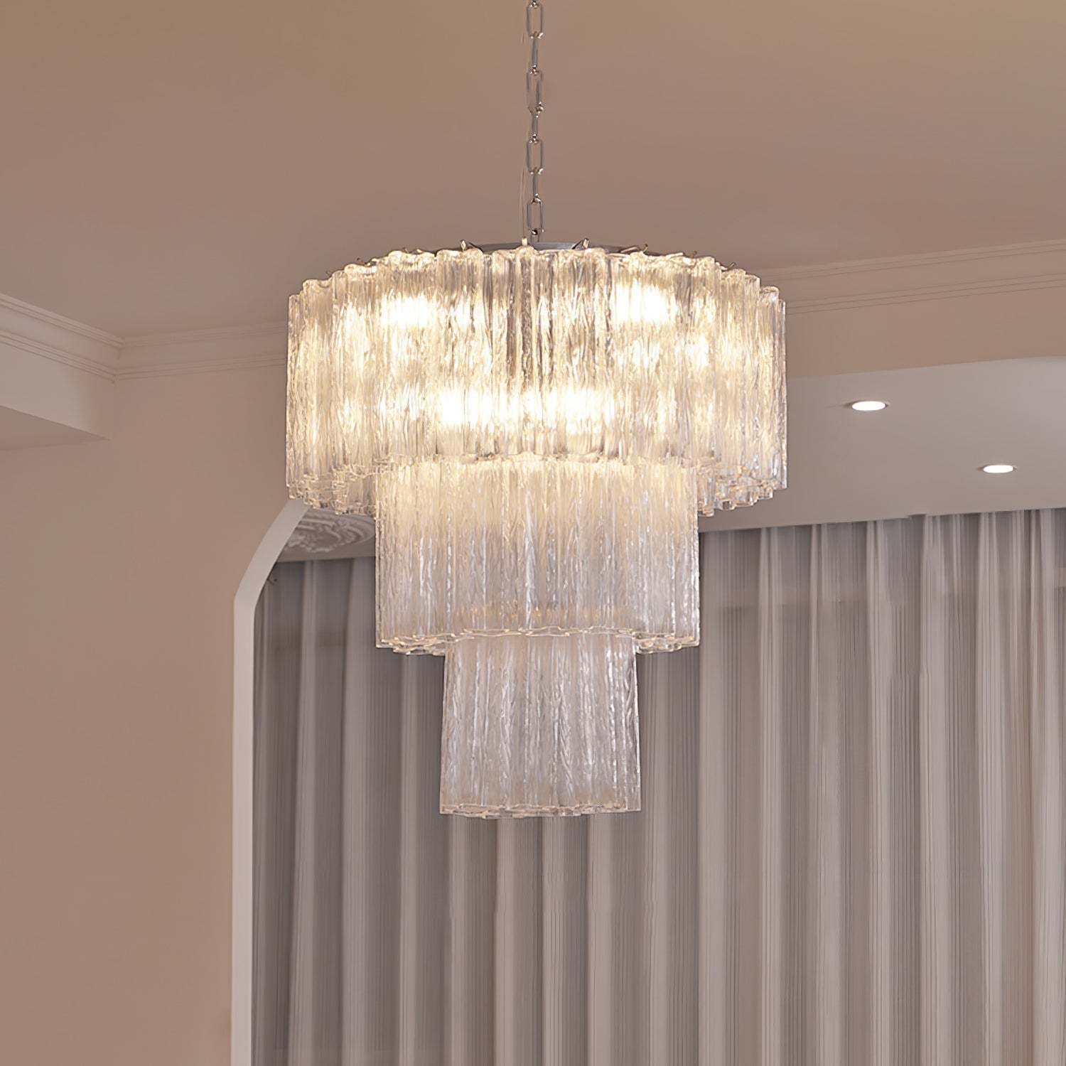Bryndel Chandelier White Layered Tube