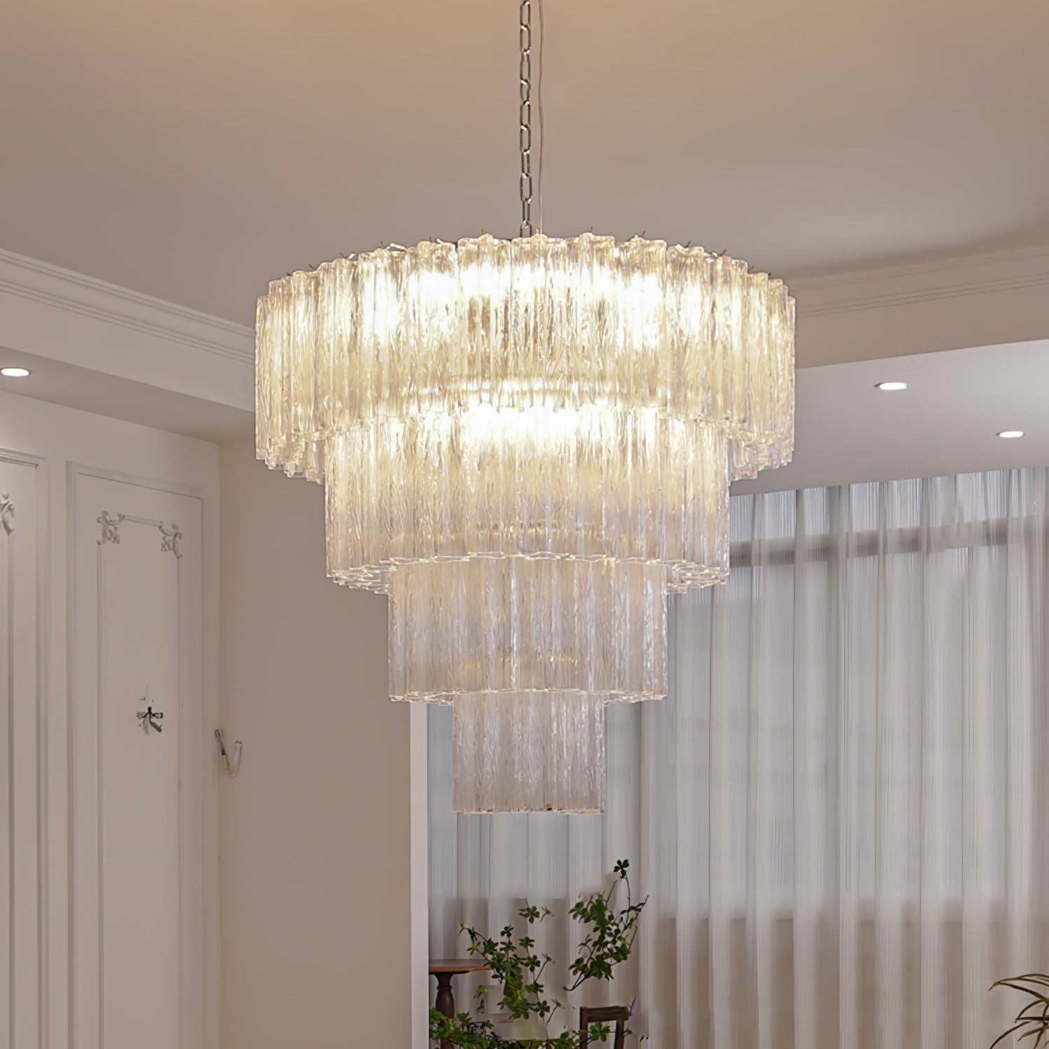 Bryndel Chandelier White Layered Tube