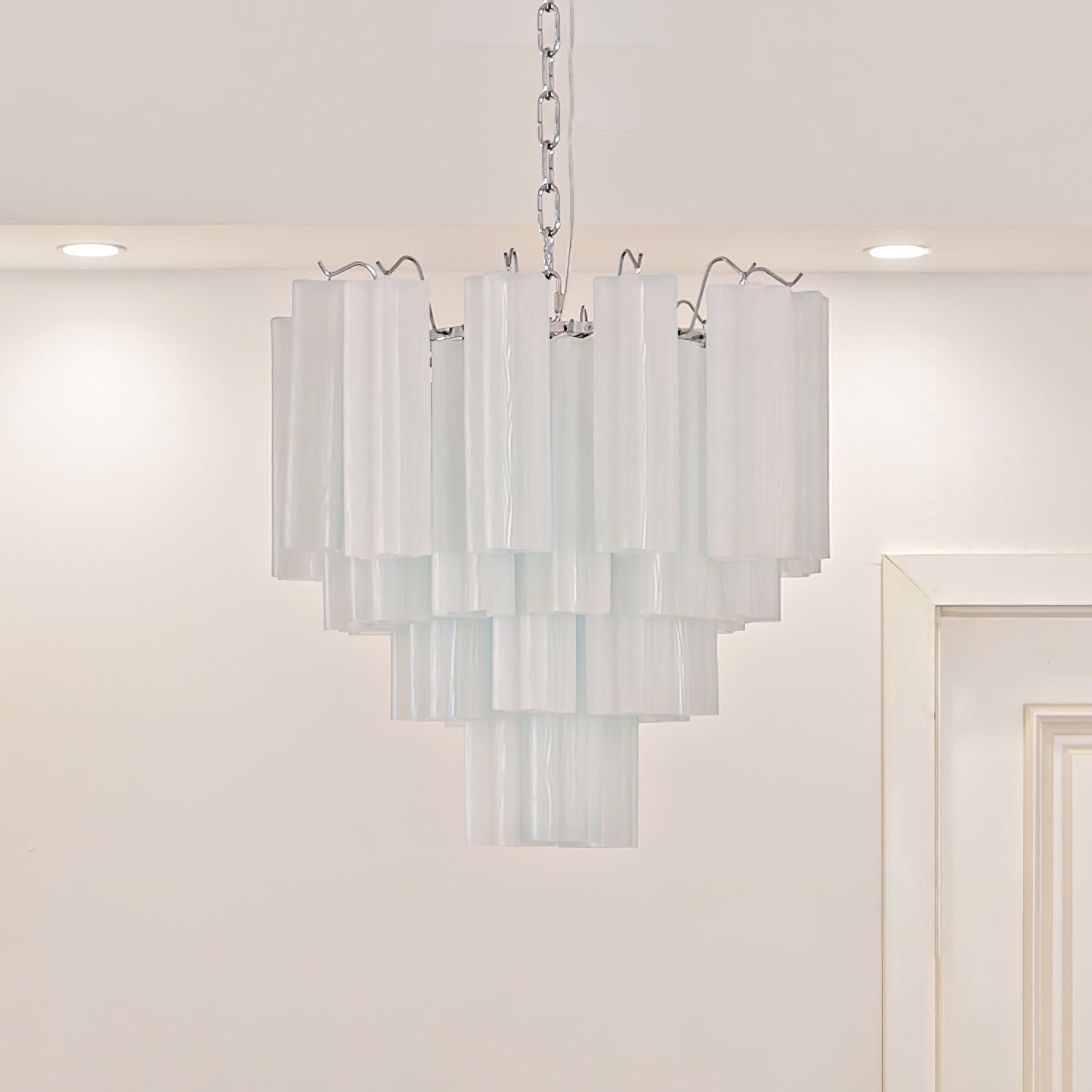 Bryndel Chandelier White Layered Tube