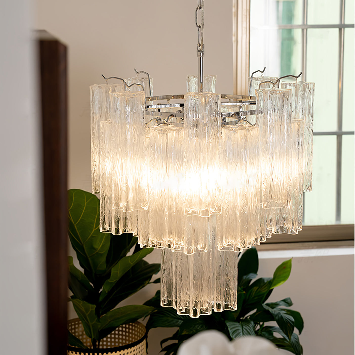Bryndel Chandelier White Layered Tube