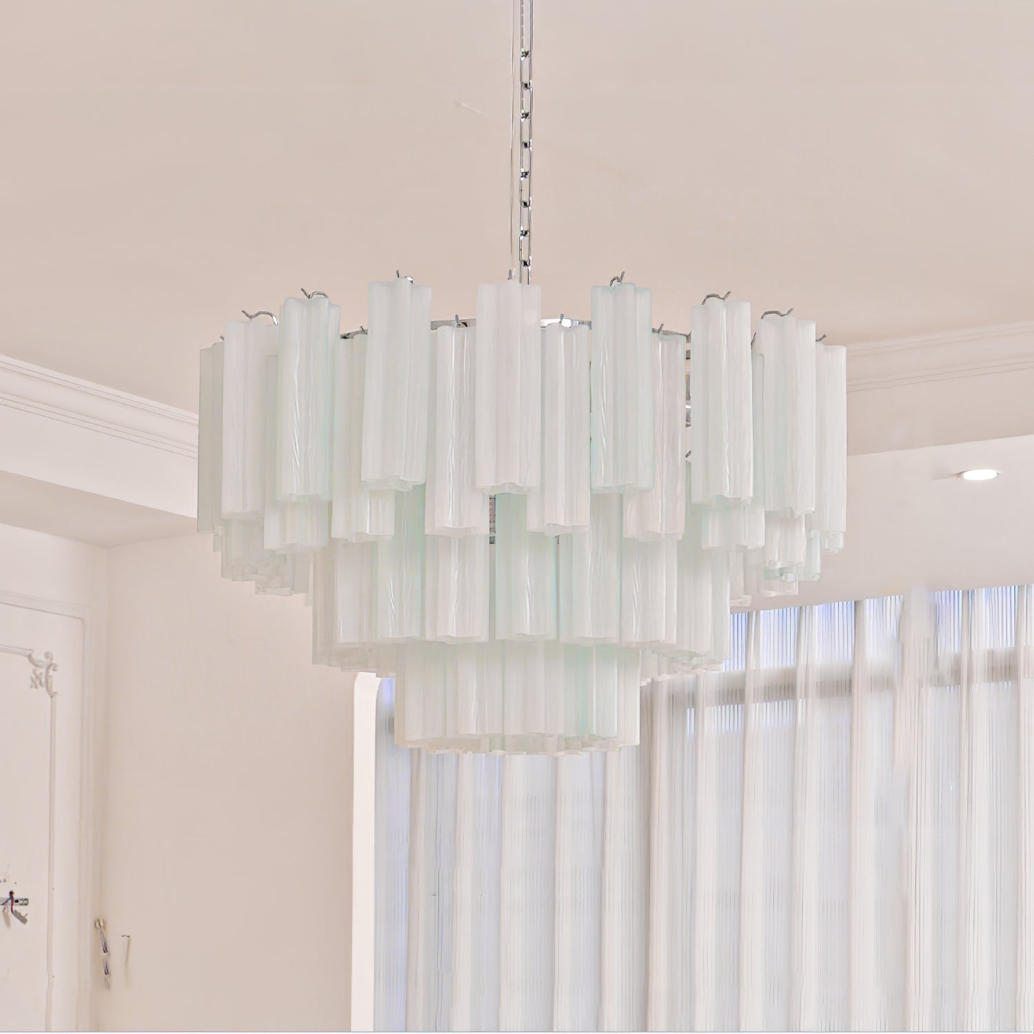 Bryndel Chandelier White Layered Tube