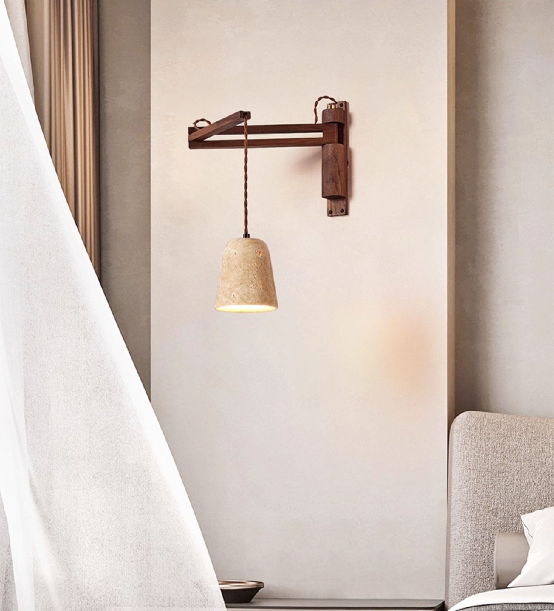 Arboren Adjustable Travertine Dome Wall Sconce