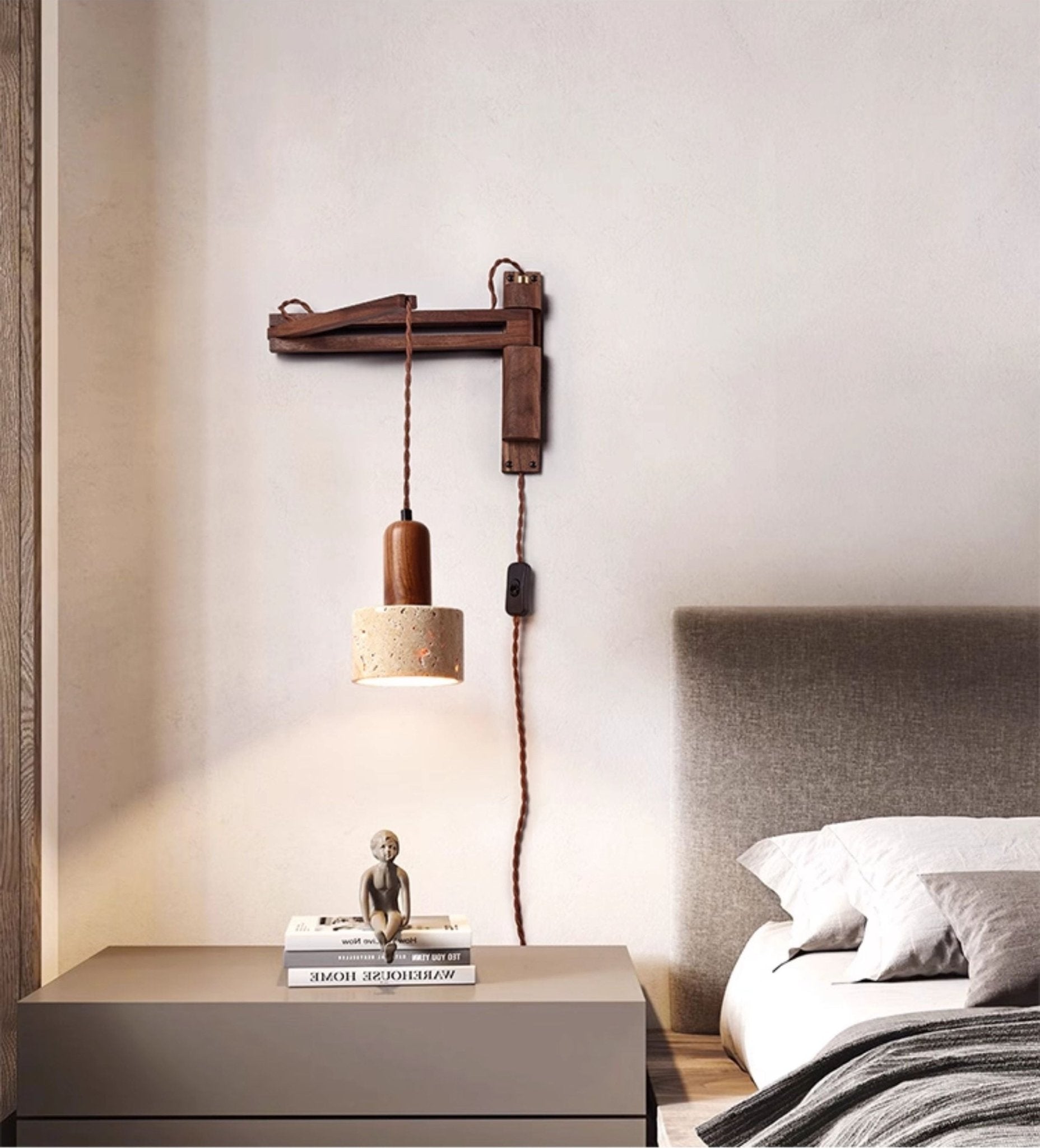 Arboren Adjustable Travertine Dome Wall Sconce