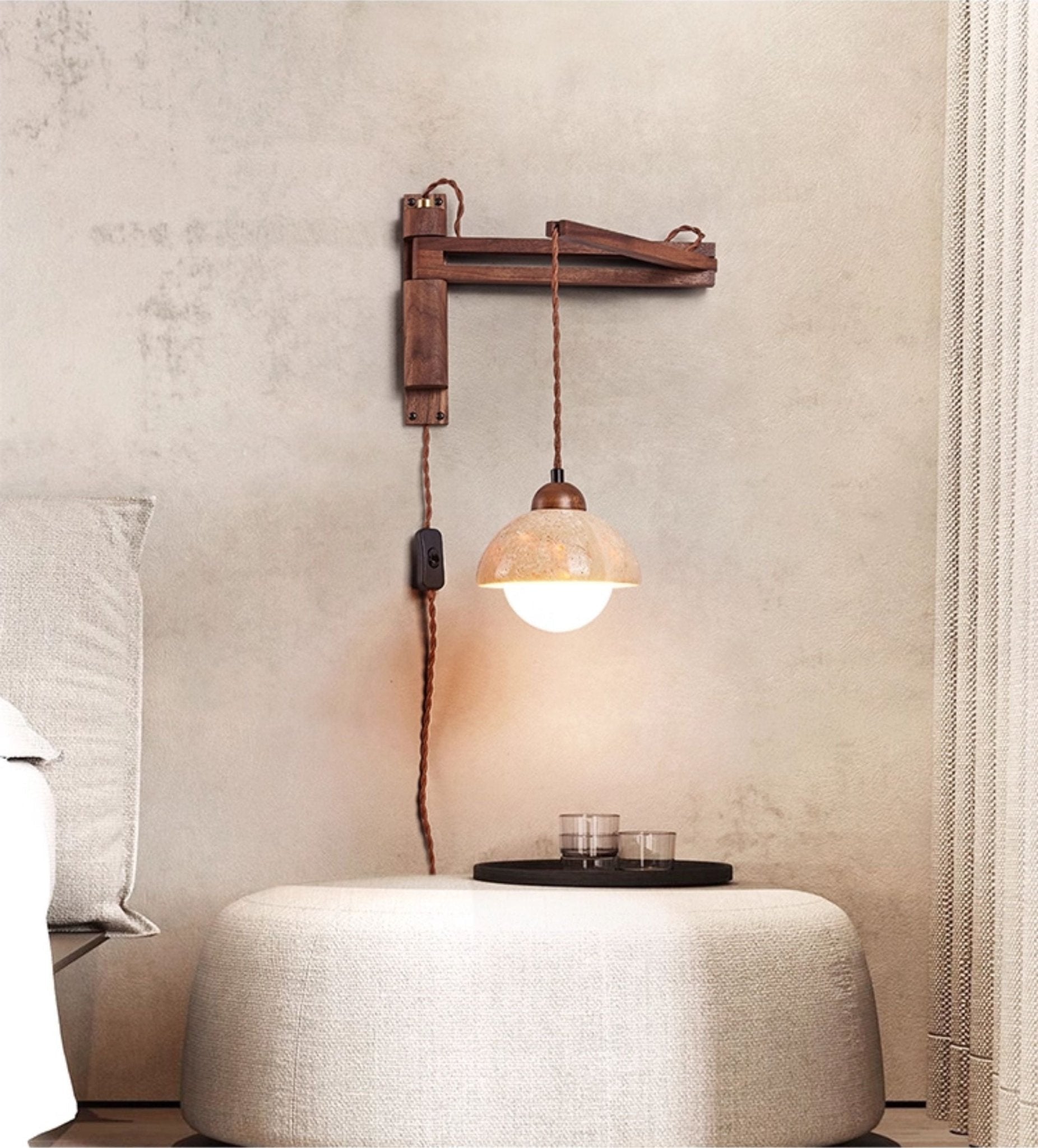 Arboren Adjustable Travertine Dome Wall Sconce