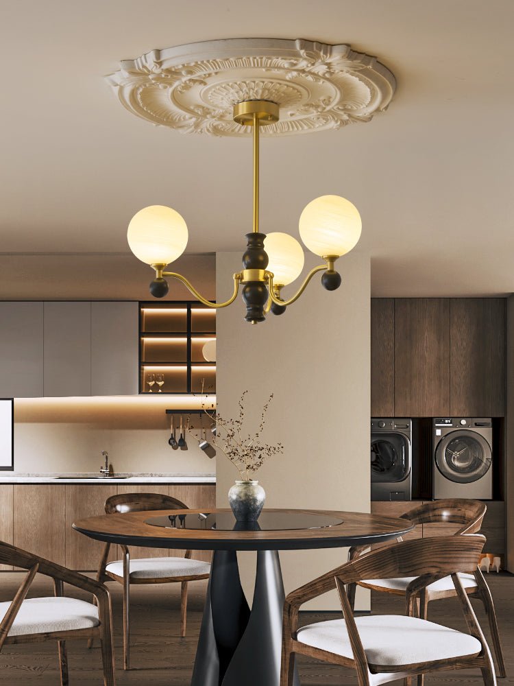 Ershaan Sphere Elegance Vintage Brass Wood Chandelier